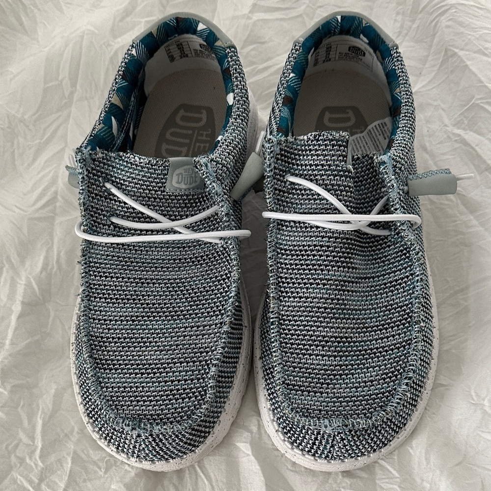 Hey Dude Youth Wally Knit in Teal and Gray